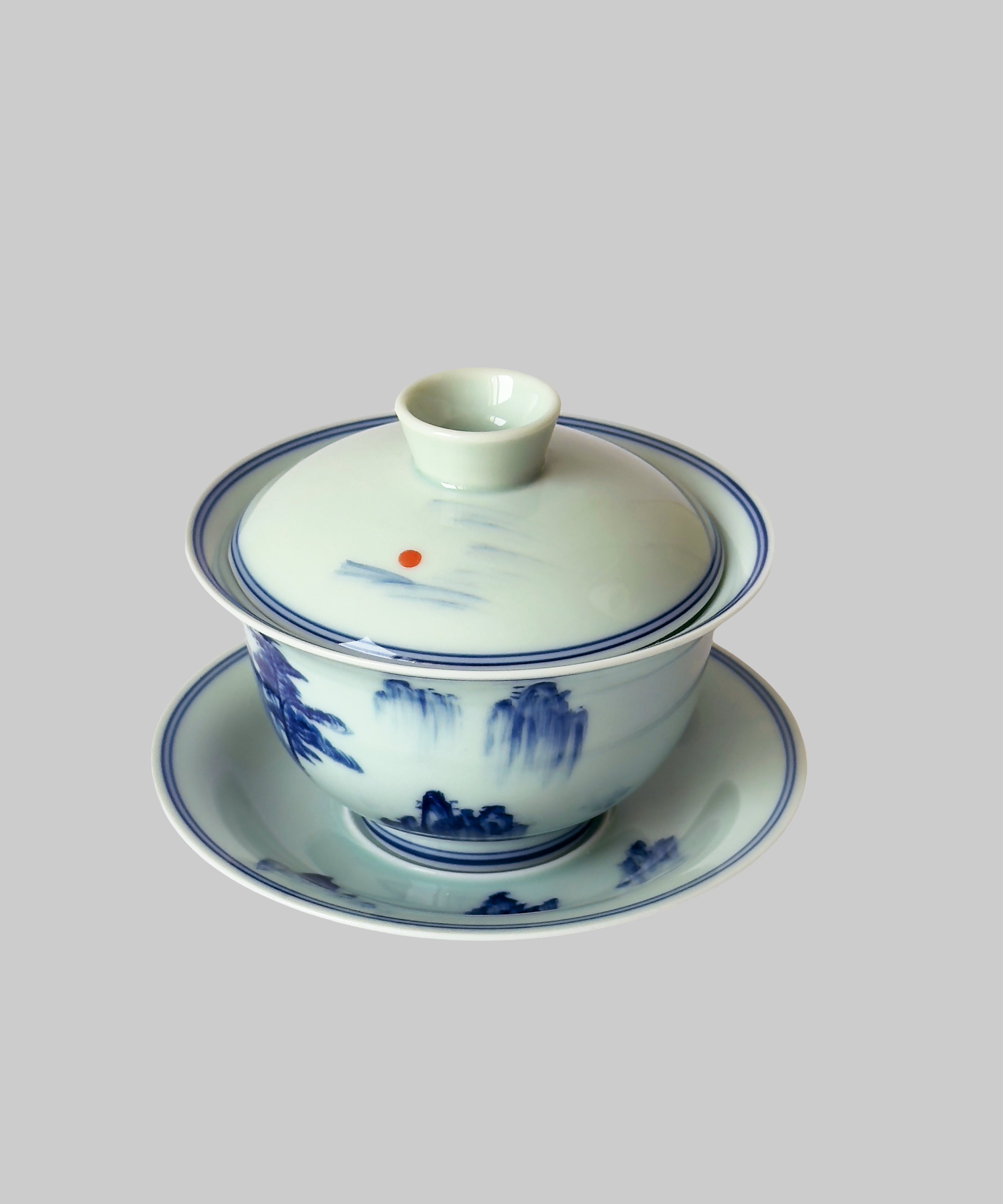 гайвань фарфор, сині гори. Чайна Chaguan - чай і посуд для чаювань і чайних церемоній.