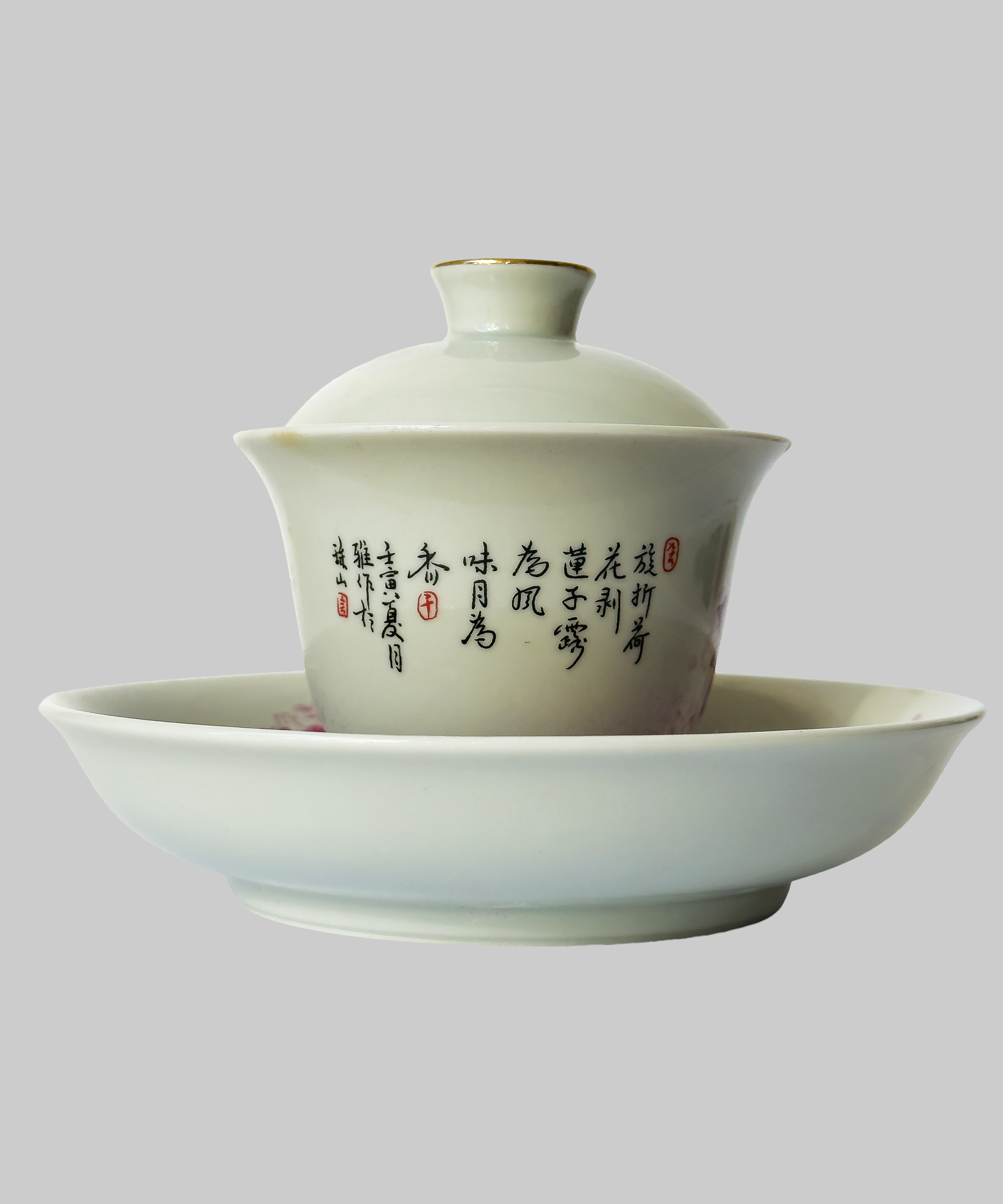 гайвань рожевий лотос, фарфор. Чайна Chaguan - чай і посуд для чаювань і чайних церемоній.