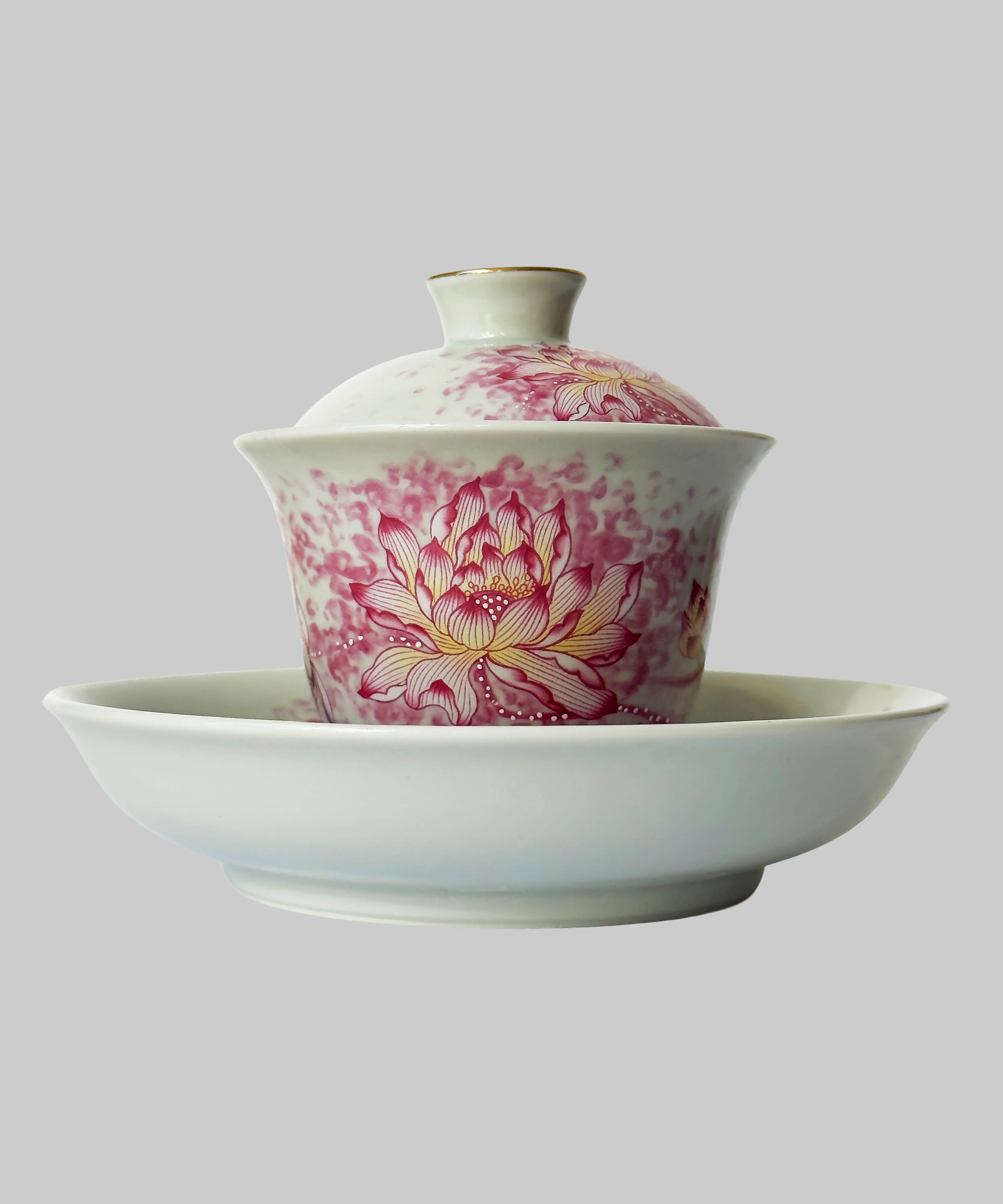 гайвань рожевий лотос, фарфор. Чайна Chaguan - чай і посуд для чаювань і чайних церемоній.