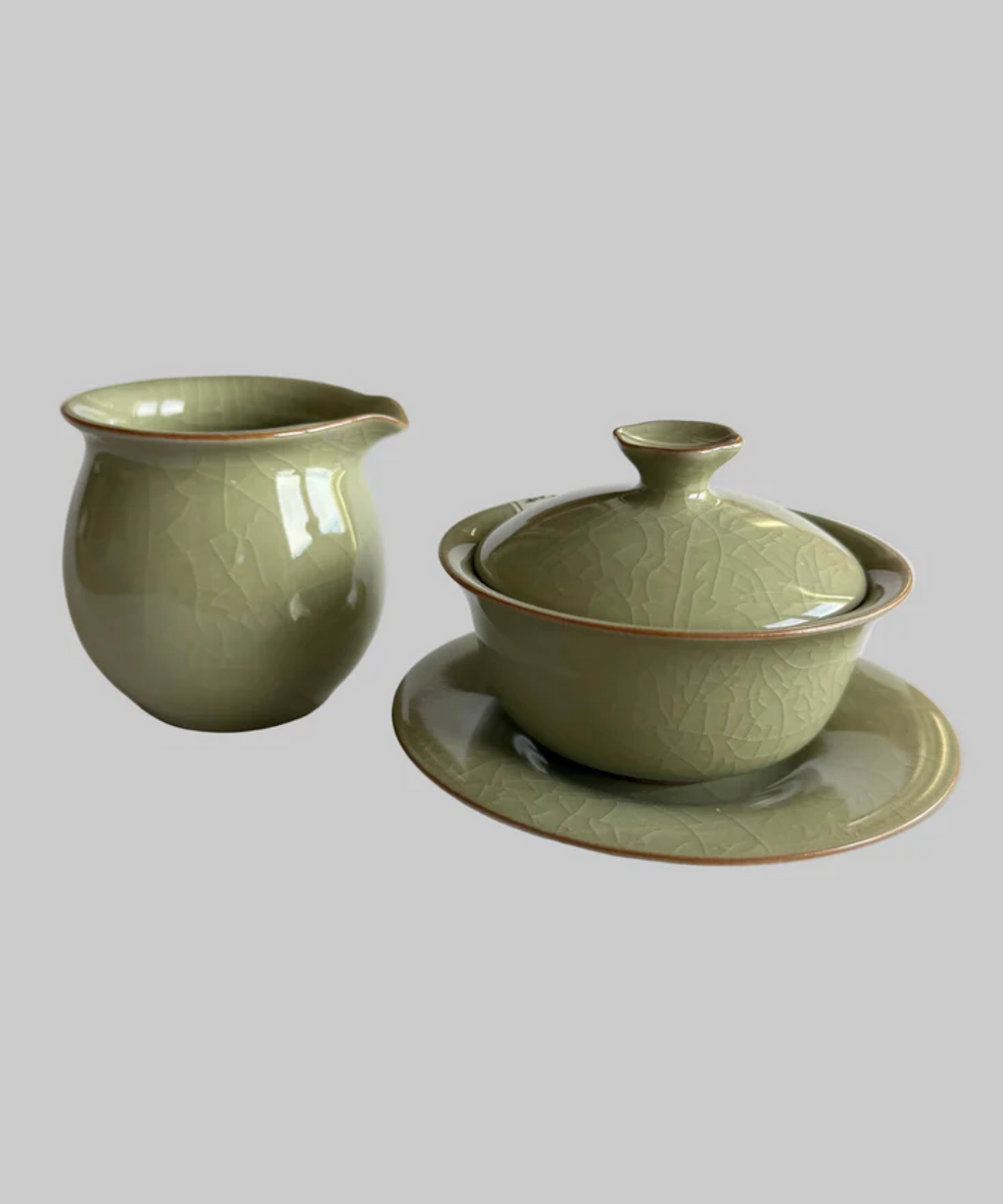 комплект чахай і гайвань, кераміка колотий лід ручної роботи 