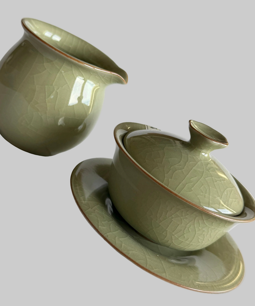 комплект чахай і гайвань, кераміка колотий лід ручної роботи 