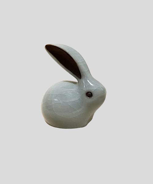 Чайні фігурки з кераміки в техніці "колотий лід", сірий заєць